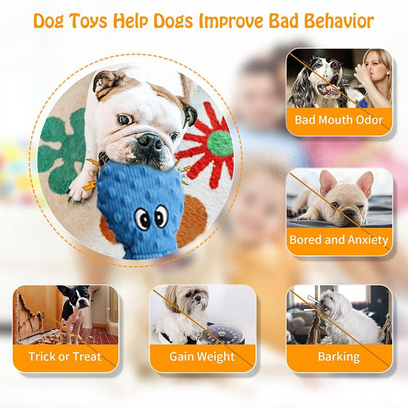 PETLOU Multi-Dog Household Essential | 16" Twin Pack Octopi Plush for Dogs - 2-In-1 Durable Chew Bundle (Baby Blue + Rose) Canine Dog Toys