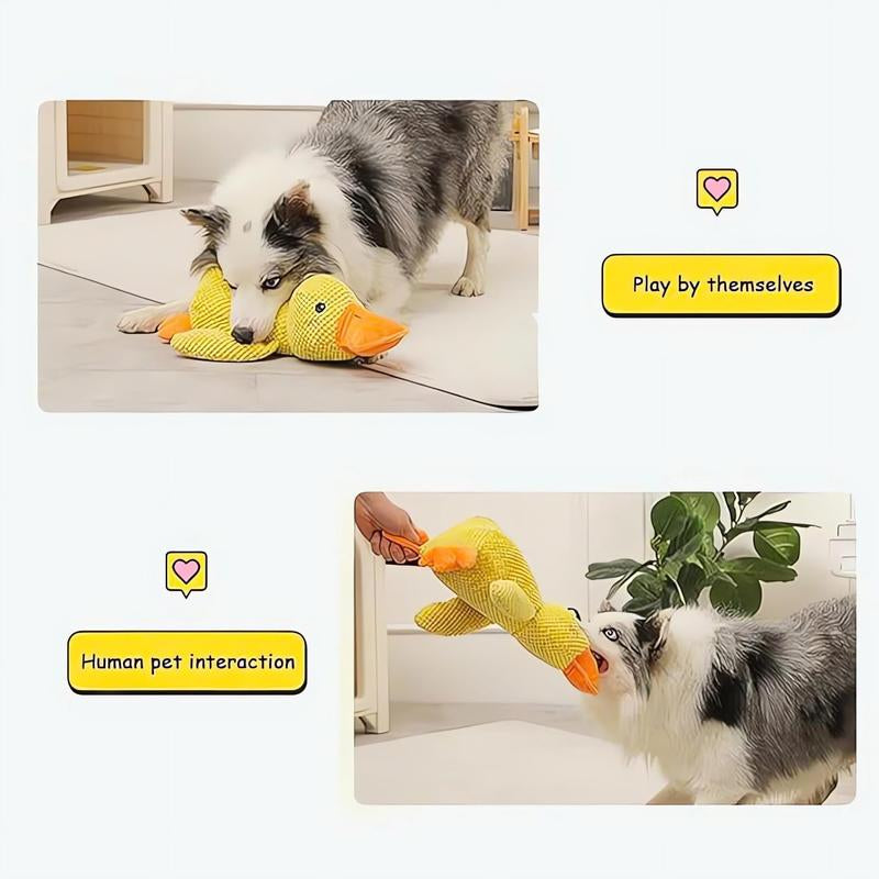 Calming Duck Dog Toy 2025 Upgrade Emotional Support Duck for Dog Unbreakable Stuffed Plush Dog Toy for Aggressive Chewers Resistant Squeaky Dog Toy Interactive Dog Toys for Indoor Outdoor (Yellow)