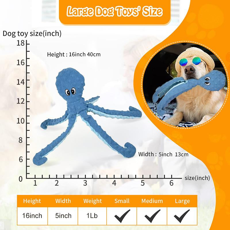 PETLOU Multi-Dog Household Essential | 16" Twin Pack Octopi Plush for Dogs - 2-In-1 Durable Chew Bundle (Baby Blue + Rose) Canine Dog Toys