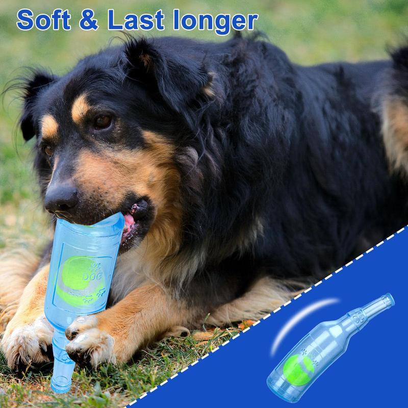 Barkbyte Water Bottle Dog Toy for Aggressive Chewers, Cute Squeaky Water Bottle Dogs Chew Toys,Interactive Dog Toys to Exercise and Accompany (Blue)