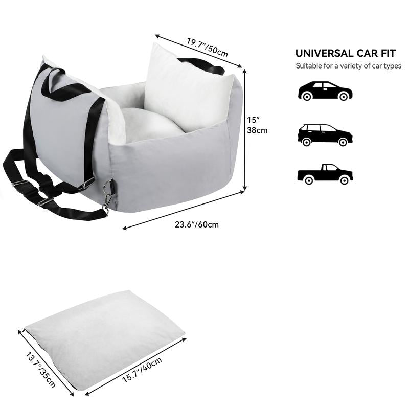 YITAHOME Dog Car Seat for Small Dogs up to 20Lbs, Portable Pet Booster Seats with Storage Pocket, Straps, Washable and Detachable, Soft Car Travel Dog Bed