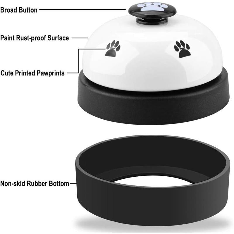 Dog Training Bell, Set of 2 Dog Puppy Pet Potty Training Bells, Dog Cat Door Bell Tell Bell with Non-Skid Rubber Base 2 Pack White