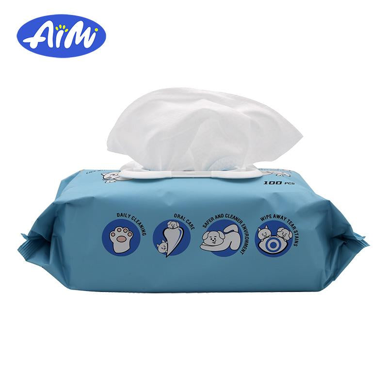 Aimi Pet Wipes for Dogs & Cats Daily Cleaning, Hypoallergenic Pet Wipes, No-Rinse Grooming Pet Wipes, Unscented, 100 PCS