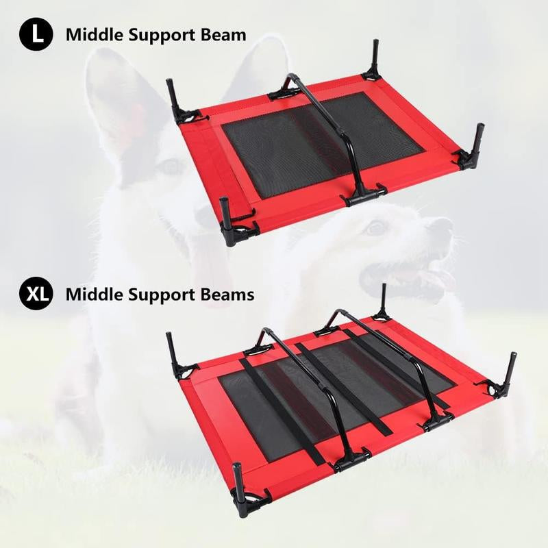 SMONTER Elevated Dog Bed with Canopy - Portable Raised Dog Bed Cooling Dog Place Board Mesh Pet Cot for Large Dogs Oxford Fabric Removable Canopy Shade for Camping Beach Indoor Outdoor
