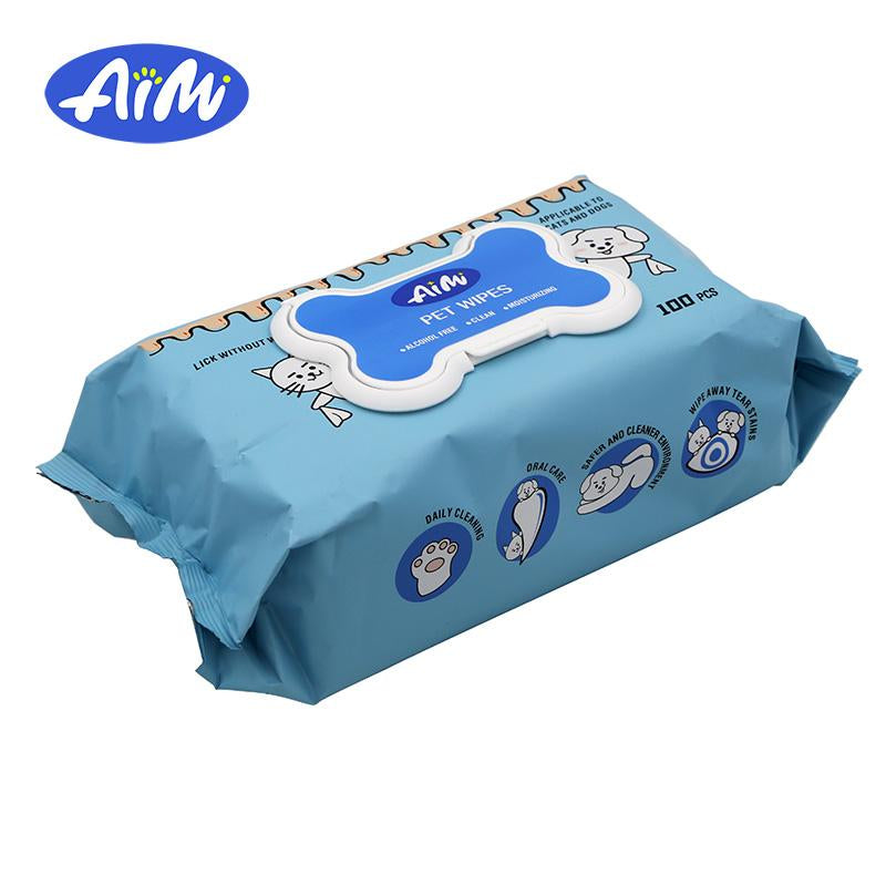 Aimi Pet Wipes for Dogs & Cats Daily Cleaning, Hypoallergenic Pet Wipes, No-Rinse Grooming Pet Wipes, Unscented, 100 PCS