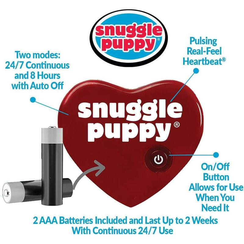 Original Snuggle Puppy Heartbeat Stuffed Toy for Dogs. Pet Anxiety Relief and Calming Aid, Comfort Toy for Behavioral Training in Biscuit