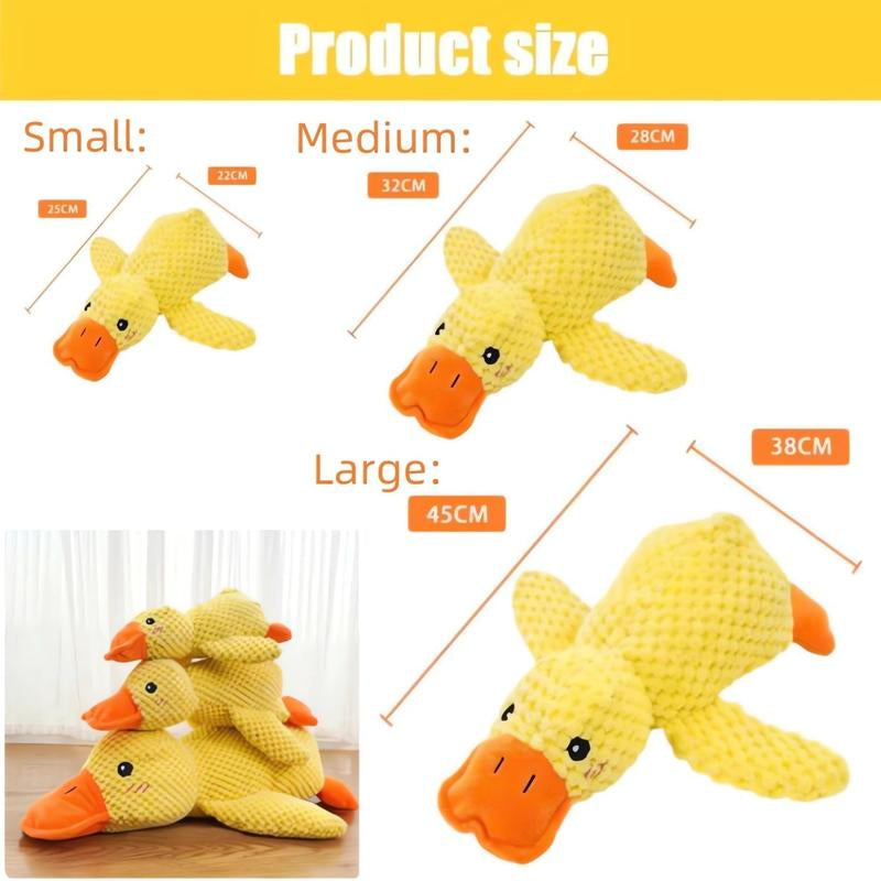 Calming Duck Dog Toy 2025 Upgrade Emotional Support Duck for Dog Unbreakable Stuffed Plush Dog Toy for Aggressive Chewers Resistant Squeaky Dog Toy Interactive Dog Toys for Indoor Outdoor (Yellow)