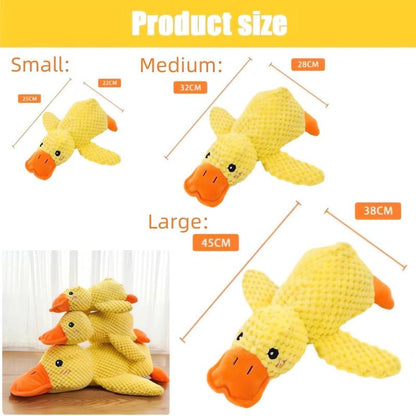 Calming Duck Dog Toy 2025 Upgrade Emotional Support Duck for Dog Unbreakable Stuffed Plush Dog Toy for Aggressive Chewers Resistant Squeaky Dog Toy Interactive Dog Toys for Indoor Outdoor (Yellow)