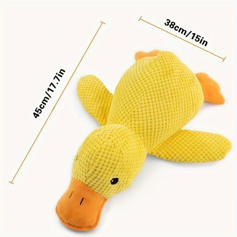 Calming Duck Dog Toy 2025 Upgrade Emotional Support Duck for Dog Unbreakable Stuffed Plush Dog Toy for Aggressive Chewers Resistant Squeaky Dog Toy Interactive Dog Toys for Indoor Outdoor (Yellow)