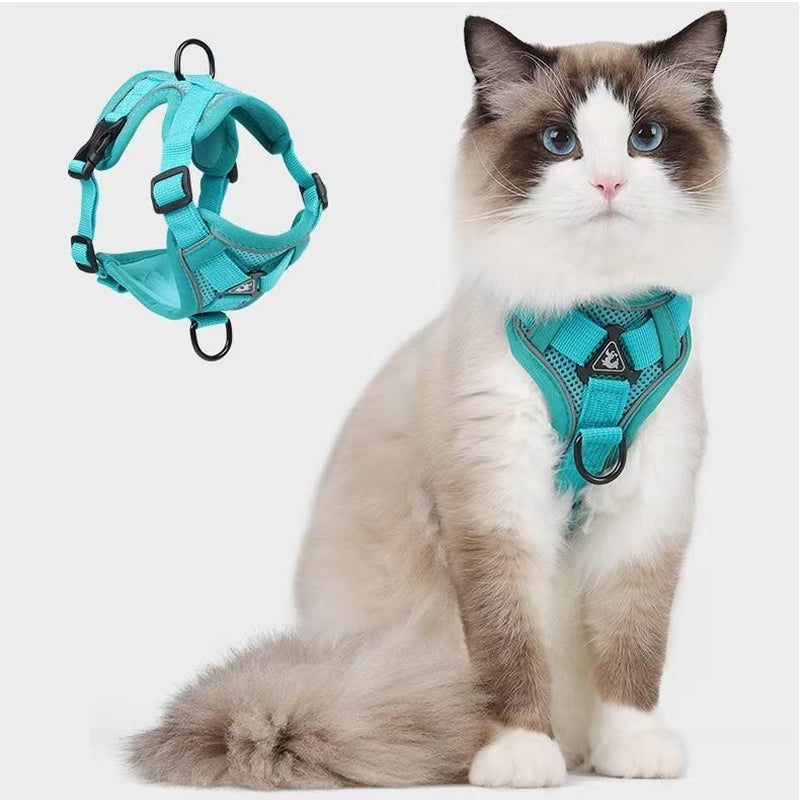 Cat Harness and Leash Set, Escape Proof Safe Adjustable Kitten Vest Harnesses for Walking, Easy Control Soft Breathable Mesh Jacket with Reflective Strips for Cats