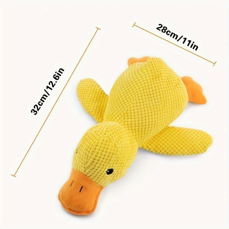 Calming Duck Dog Toy 2025 Upgrade Emotional Support Duck for Dog Unbreakable Stuffed Plush Dog Toy for Aggressive Chewers Resistant Squeaky Dog Toy Interactive Dog Toys for Indoor Outdoor (Yellow)