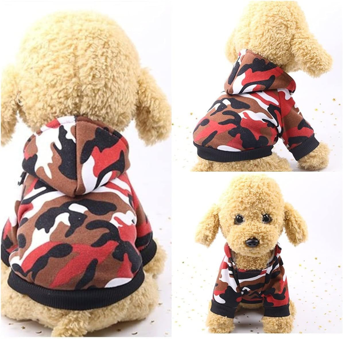 Dog Hoodie Sweatshirts Puppy Sweaters for Small Dogs Boy Girl for 1-2Lbs Dogs - Winter Fall Dog Clothes for Chihuahua Doggie Pet Cat Warm Fleece Coat Outfit Camo (X-Small (1-2Lbs))