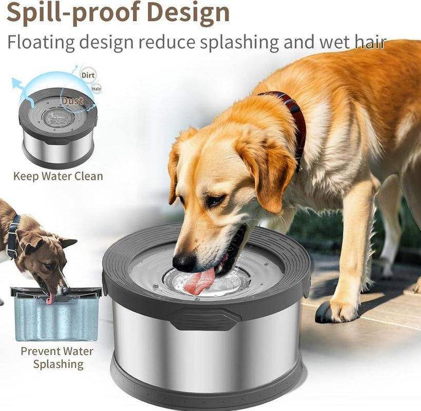 10L Rounded Dog Water Bowl 270Oz Super Large Capacity No Spill Water Bowl for Dogs Stainless Steel Dog Bowls for Large Dogs No Splash Dog Water Bowl with Anti-Slip Mat for Messy Drinkers