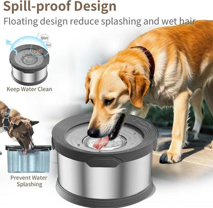 10L Rounded Dog Water Bowl 270Oz Super Large Capacity No Spill Water Bowl for Dogs Stainless Steel Dog Bowls for Large Dogs No Splash Dog Water Bowl with Anti-Slip Mat for Messy Drinkers