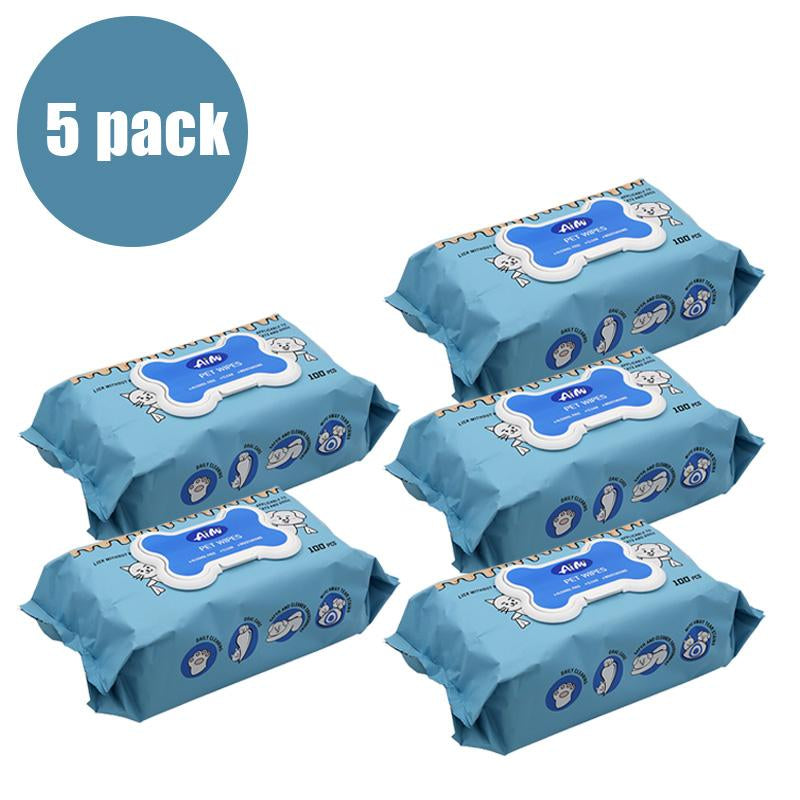 Aimi Pet Wipes for Dogs & Cats Daily Cleaning, Hypoallergenic Pet Wipes, No-Rinse Grooming Pet Wipes, Unscented, 100 PCS