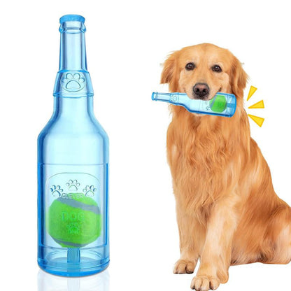 Barkbyte Water Bottle Dog Toy for Aggressive Chewers, Cute Squeaky Water Bottle Dogs Chew Toys,Interactive Dog Toys to Exercise and Accompany (Blue)