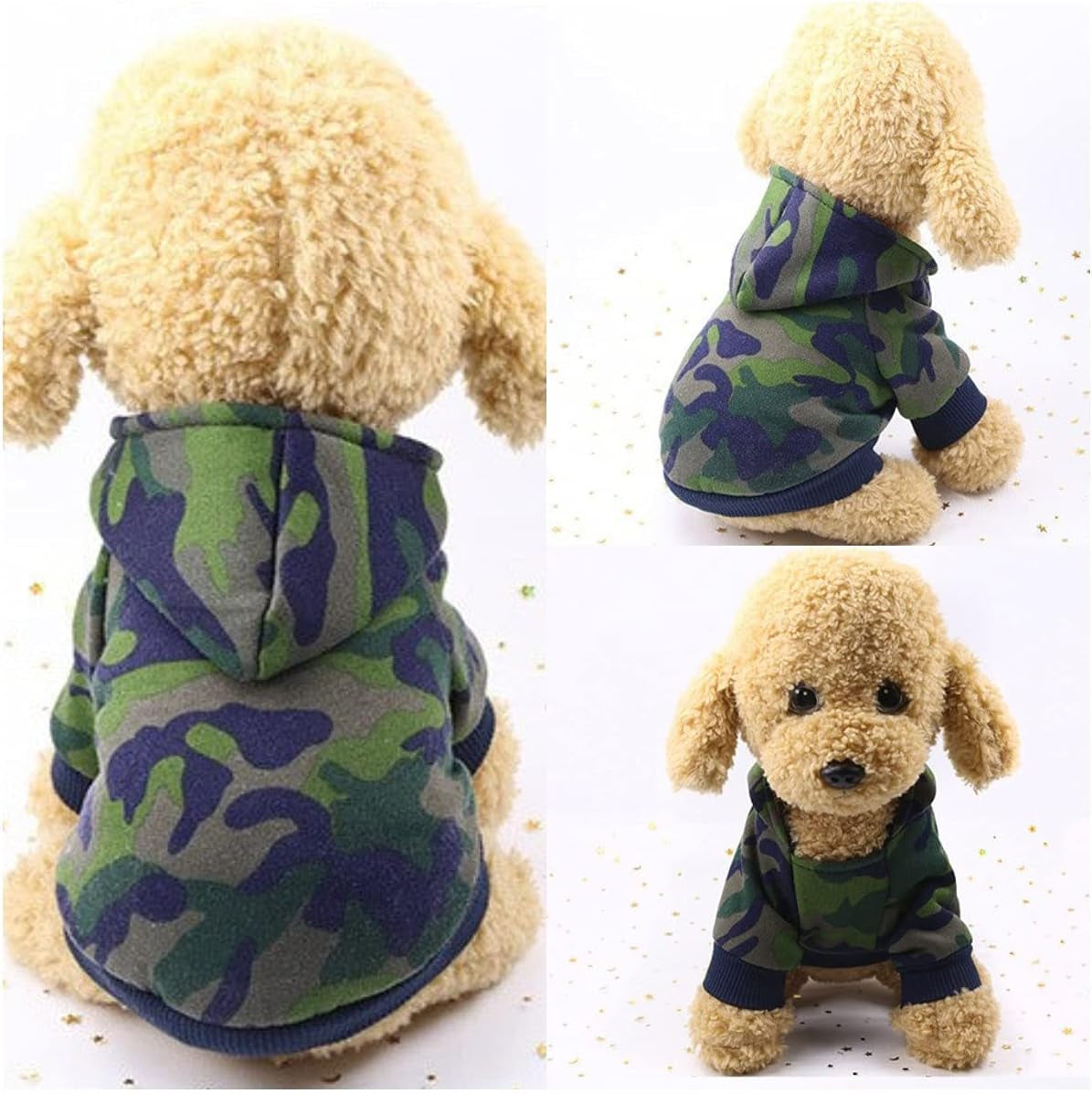 Dog Hoodie Sweatshirts Puppy Sweaters for Small Dogs Boy Girl for 1-2Lbs Dogs - Winter Fall Dog Clothes for Chihuahua Doggie Pet Cat Warm Fleece Coat Outfit Camo (X-Small (1-2Lbs))