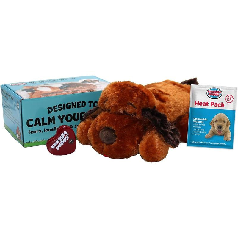 Original Snuggle Puppy Heartbeat Stuffed Toy for Dogs. Pet Anxiety Relief and Calming Aid, Comfort Toy for Behavioral Training in Biscuit