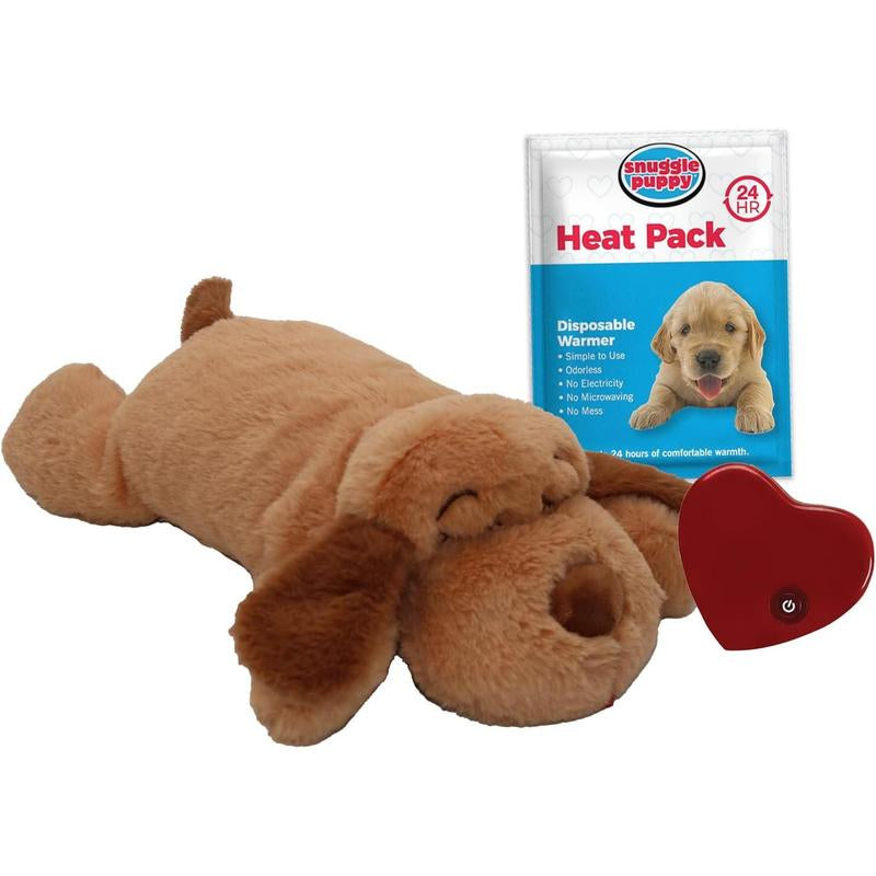 Original Snuggle Puppy Heartbeat Stuffed Toy for Dogs. Pet Anxiety Relief and Calming Aid, Comfort Toy for Behavioral Training in Biscuit