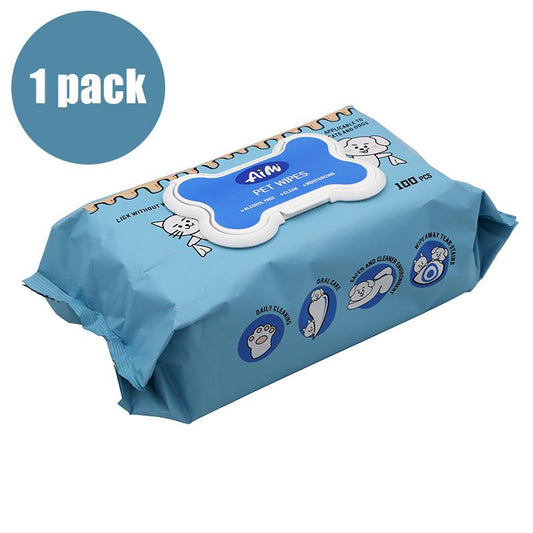 Aimi Pet Wipes for Dogs & Cats Daily Cleaning, Hypoallergenic Pet Wipes, No-Rinse Grooming Pet Wipes, Unscented, 100 PCS