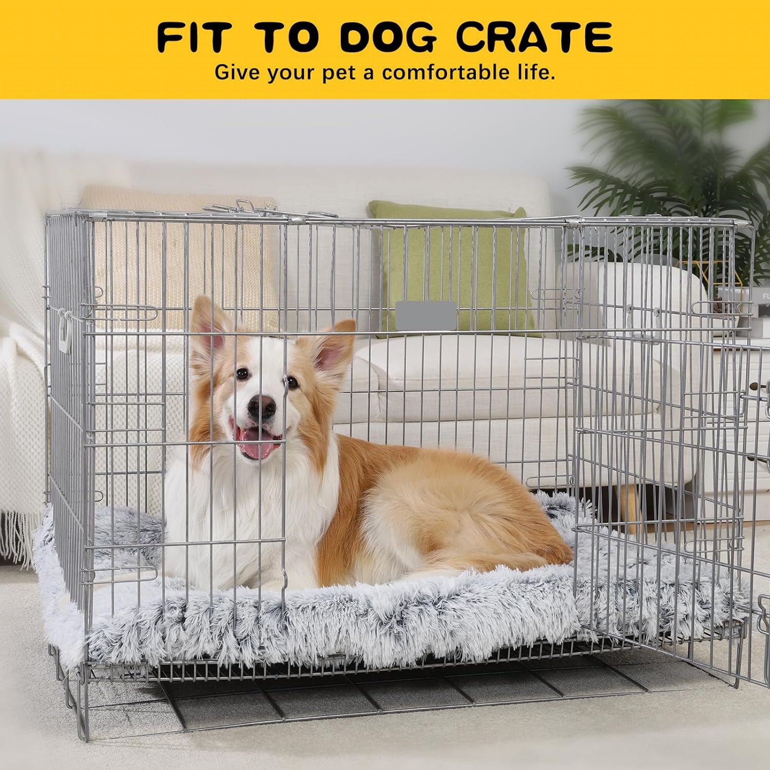 Large Dog Bed Crate Pad Mat for Cages Washable Bed for Large Medium Size Dog Soft Kennel Pad Anti-Slip Pet Bed,35" X 23",Grey