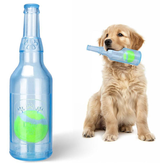 Barkbyte Water Bottle Dog Toy for Aggressive Chewers, Cute Squeaky Water Bottle Dogs Chew Toys,Interactive Dog Toys to Exercise and Accompany (Blue)