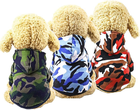 Dog Hoodie Sweatshirts Puppy Sweaters for Small Dogs Boy Girl for 1-2Lbs Dogs - Winter Fall Dog Clothes for Chihuahua Doggie Pet Cat Warm Fleece Coat Outfit Camo (X-Small (1-2Lbs))