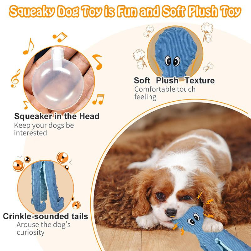 PETLOU Multi-Dog Household Essential | 16" Twin Pack Octopi Plush for Dogs - 2-In-1 Durable Chew Bundle (Baby Blue + Rose) Canine Dog Toys