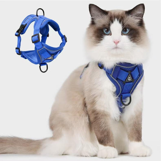Cat Harness and Leash Set, Escape Proof Safe Adjustable Kitten Vest Harnesses for Walking, Easy Control Soft Breathable Mesh Jacket with Reflective Strips for Cats