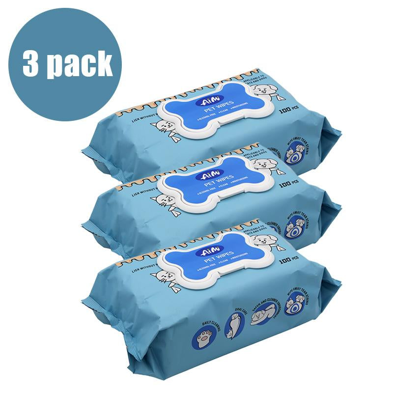Aimi Pet Wipes for Dogs & Cats Daily Cleaning, Hypoallergenic Pet Wipes, No-Rinse Grooming Pet Wipes, Unscented, 100 PCS