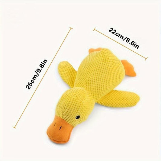 Calming Duck Dog Toy 2025 Upgrade Emotional Support Duck for Dog Unbreakable Stuffed Plush Dog Toy for Aggressive Chewers Resistant Squeaky Dog Toy Interactive Dog Toys for Indoor Outdoor (Yellow)