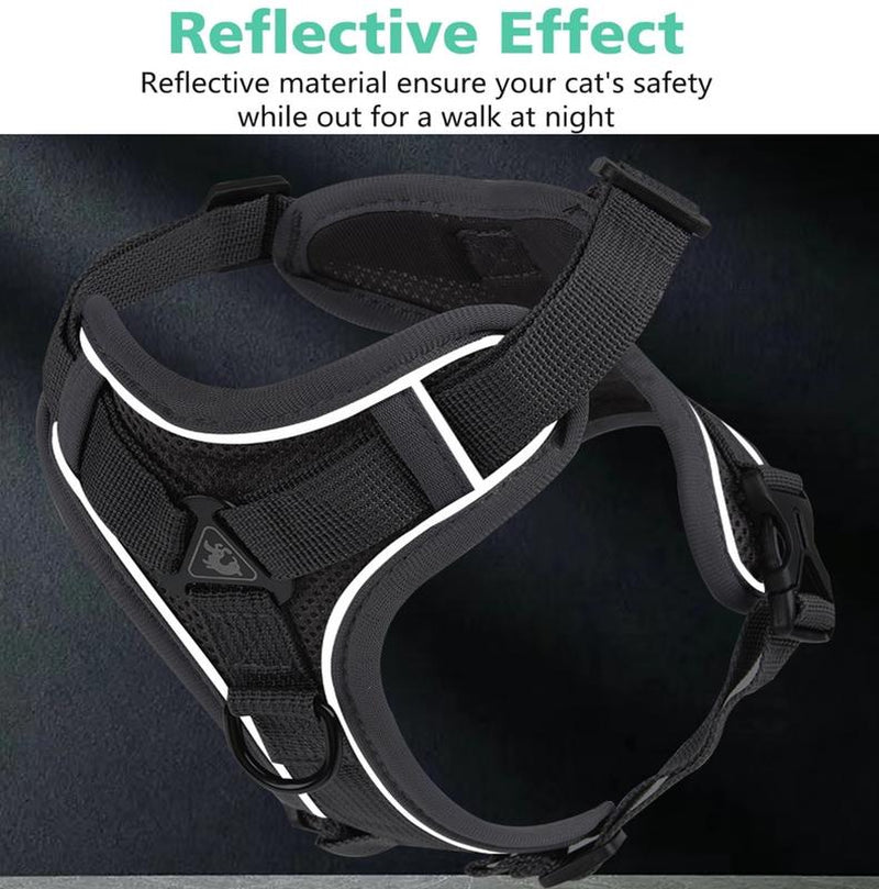 Cat Harness and Leash Set, Escape Proof Safe Adjustable Kitten Vest Harnesses for Walking, Easy Control Soft Breathable Mesh Jacket with Reflective Strips for Cats