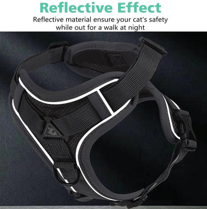 Cat Harness and Leash Set, Escape Proof Safe Adjustable Kitten Vest Harnesses for Walking, Easy Control Soft Breathable Mesh Jacket with Reflective Strips for Cats