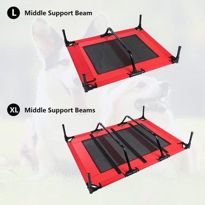 SMONTER Elevated Dog Bed with Canopy - Portable Raised Dog Bed Cooling Dog Place Board Mesh Pet Cot for Large Dogs Oxford Fabric Removable Canopy Shade for Camping Beach Indoor Outdoor